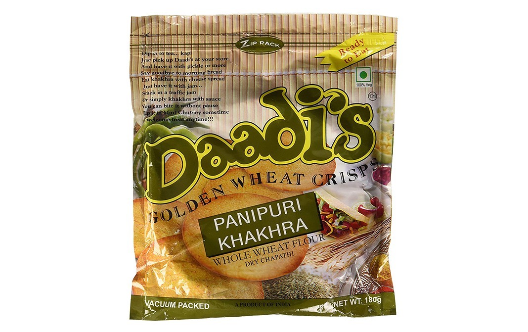 Daadi's Golden Wheat Crisps Panipuri Khakhra   Pack  180 grams